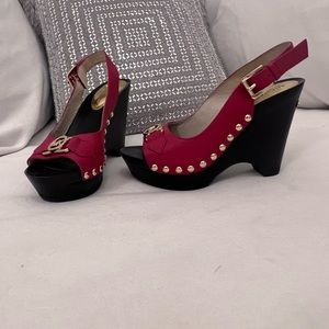 Michael Kors size 7 red wedge sandals